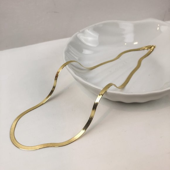 Gold Herringbone Chain 14K Herringbone Chain Necklace Herringbone Snake Chain - Picture 5 of 6